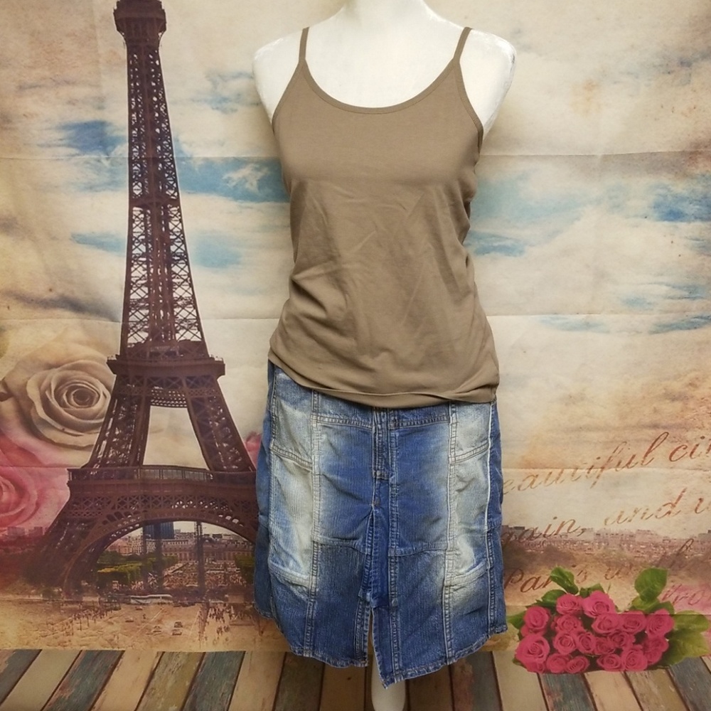 Let me B denim Patchwork skirt